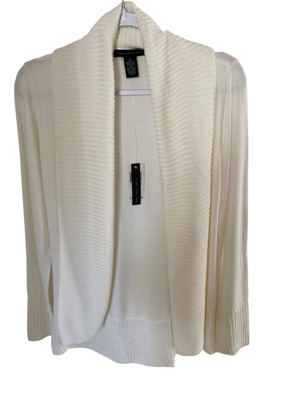 Joan Vass Winter White Cardigan Sweater Shawl Collar VSmall  NWT